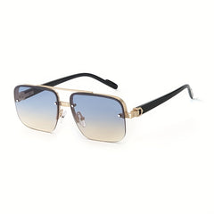 Half Frame Cut Edge Sunglasses Square Frame Sports Glasses Men's Glasses Case