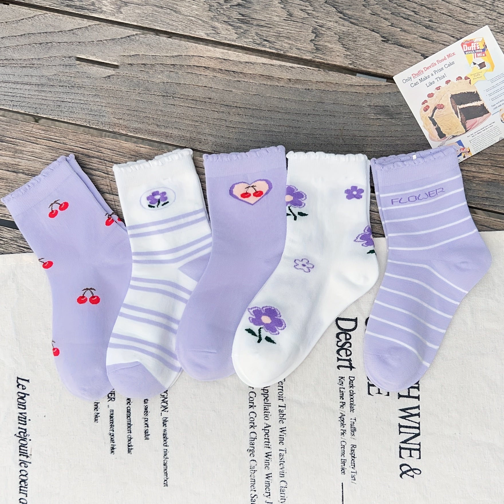 5 Pairs Girls Kids Cartoon Socks Breathable Comfy Children's Socks