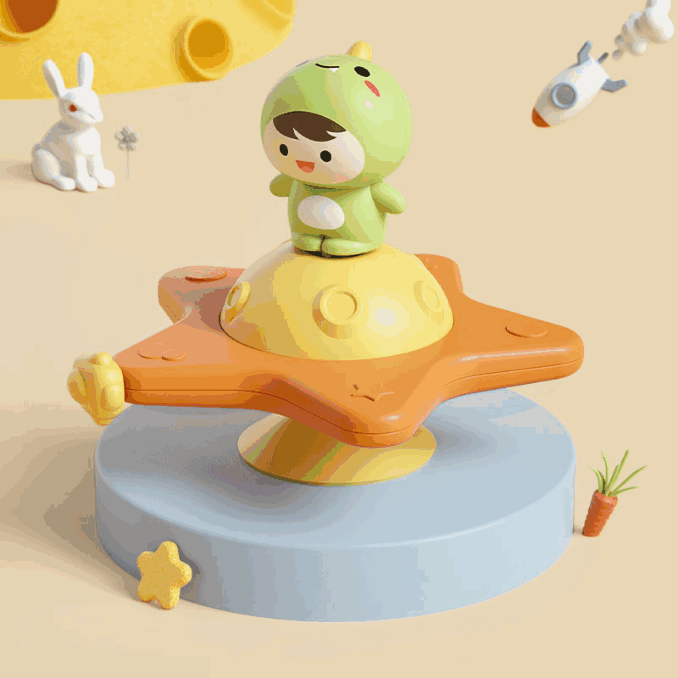 Rocket Suction Cup Spinning Top Baby Toy