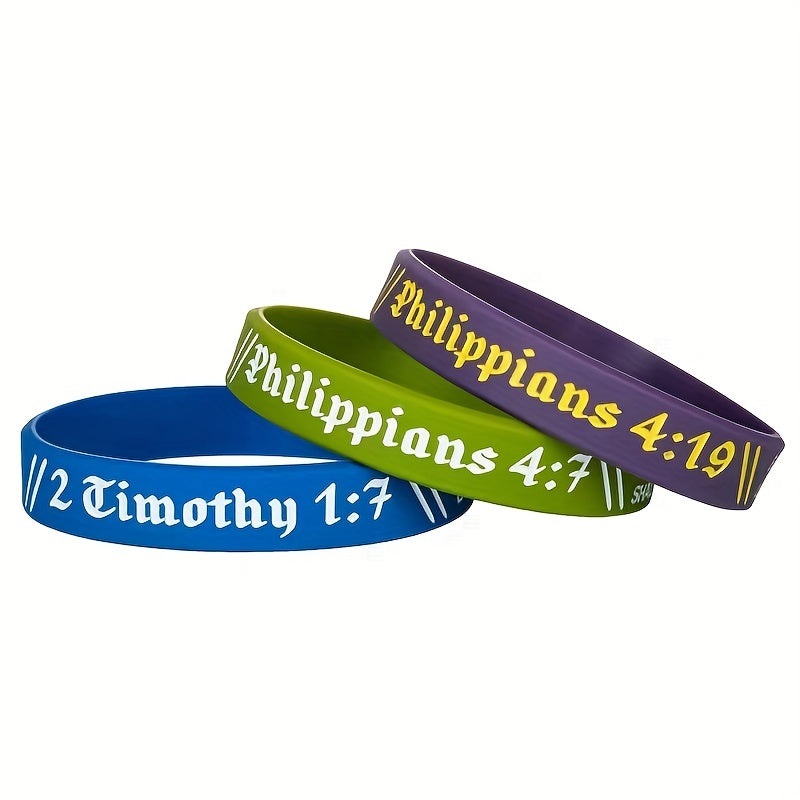 Religious Bible Silicone Bracelet Rubber Wristband Letter Graphic Praying