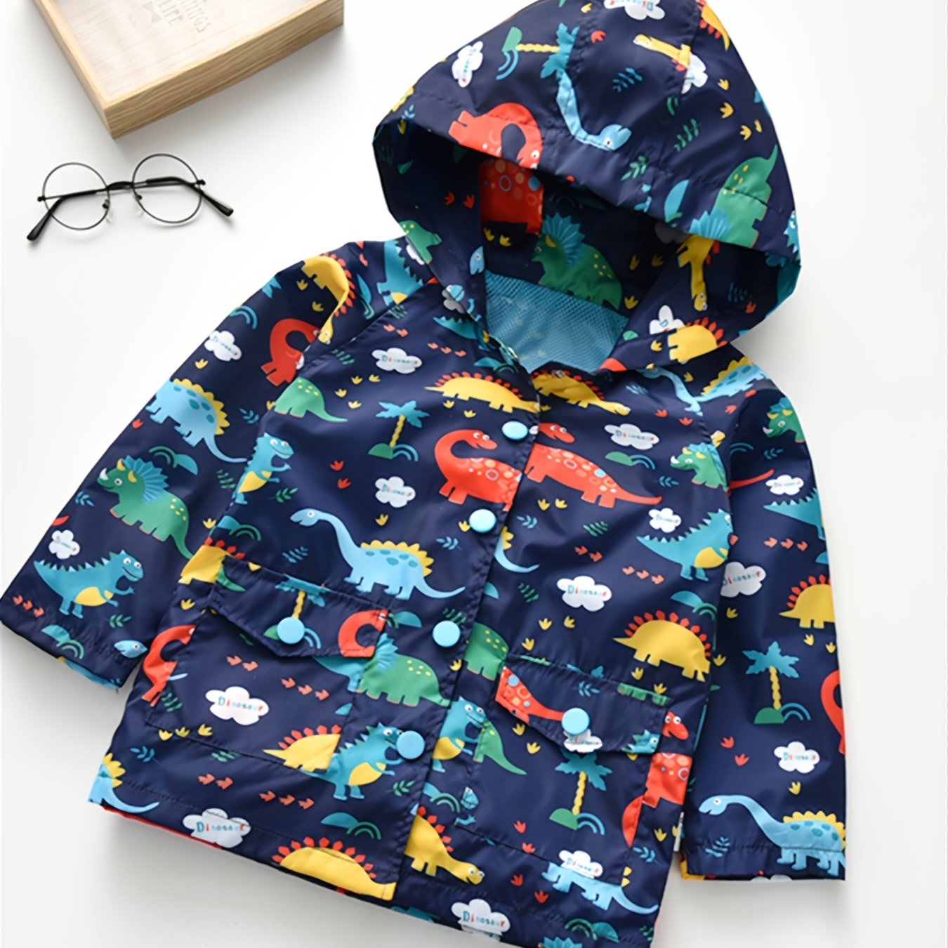 Boys Dinosaur Print Hooded Jacket for Autumn/Winter