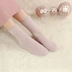 8 Pairs Mixed Fuzzy Socks Women's Mid Tube Stockings Warm & Comfy