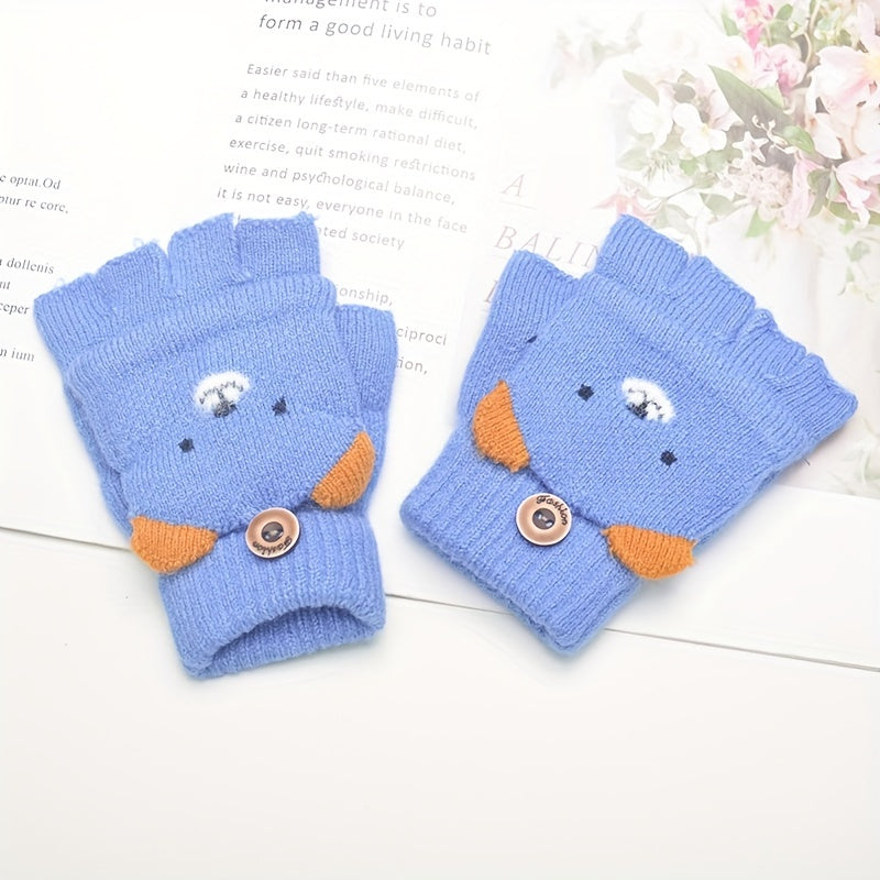 Kids' Cartoon Bear Cashmere Gloves for 3-6 Years