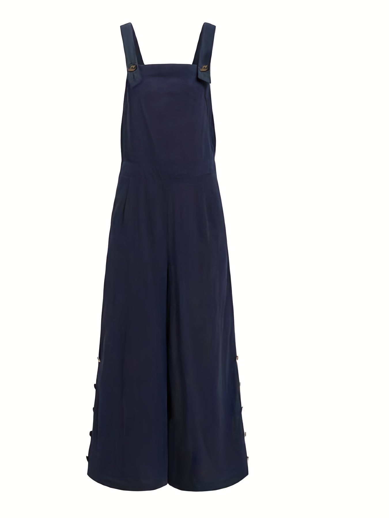 Backless Overall Jumpsuit Casual Solid Sleeveless Wide Leg Jumpsuit