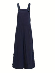 Backless Overall Jumpsuit Casual Solid Sleeveless Wide Leg Jumpsuit
