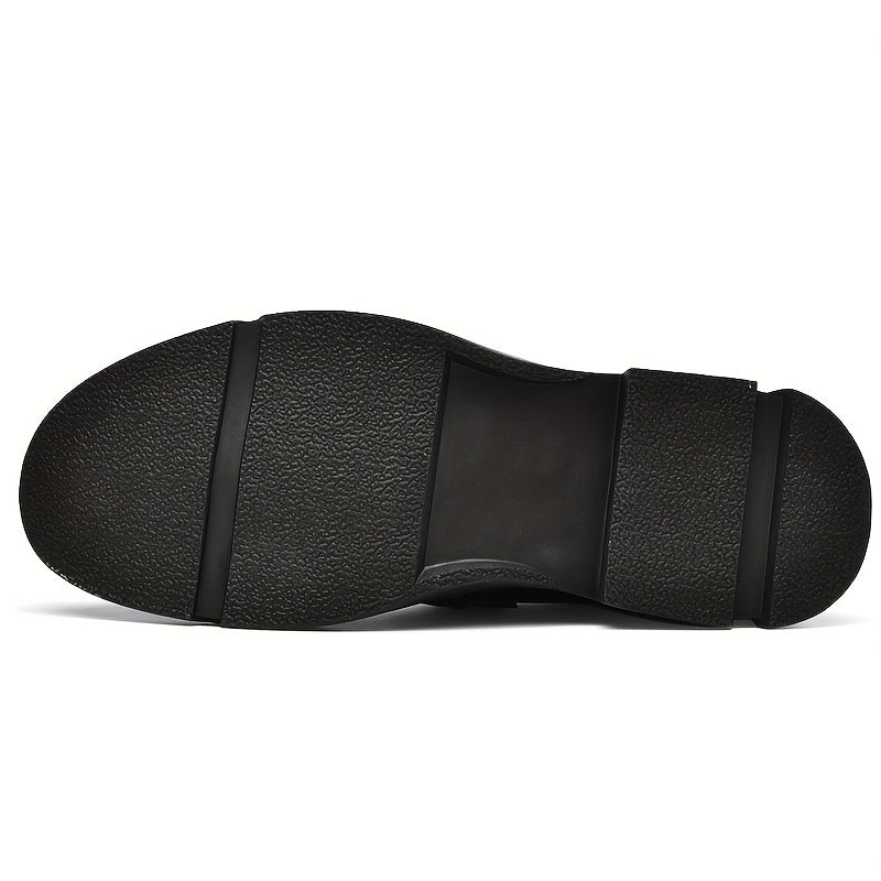 Men's Slip on Shoes With Buckle Casual PU Leather Walking Shoes