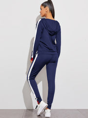 2pc Set Zip Up Hoodies & High Waist Side Striped Sweatpants