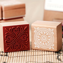 6pcs Vintage Square Wooden Seal Vintage Pattern Seal DIY Journal Seal