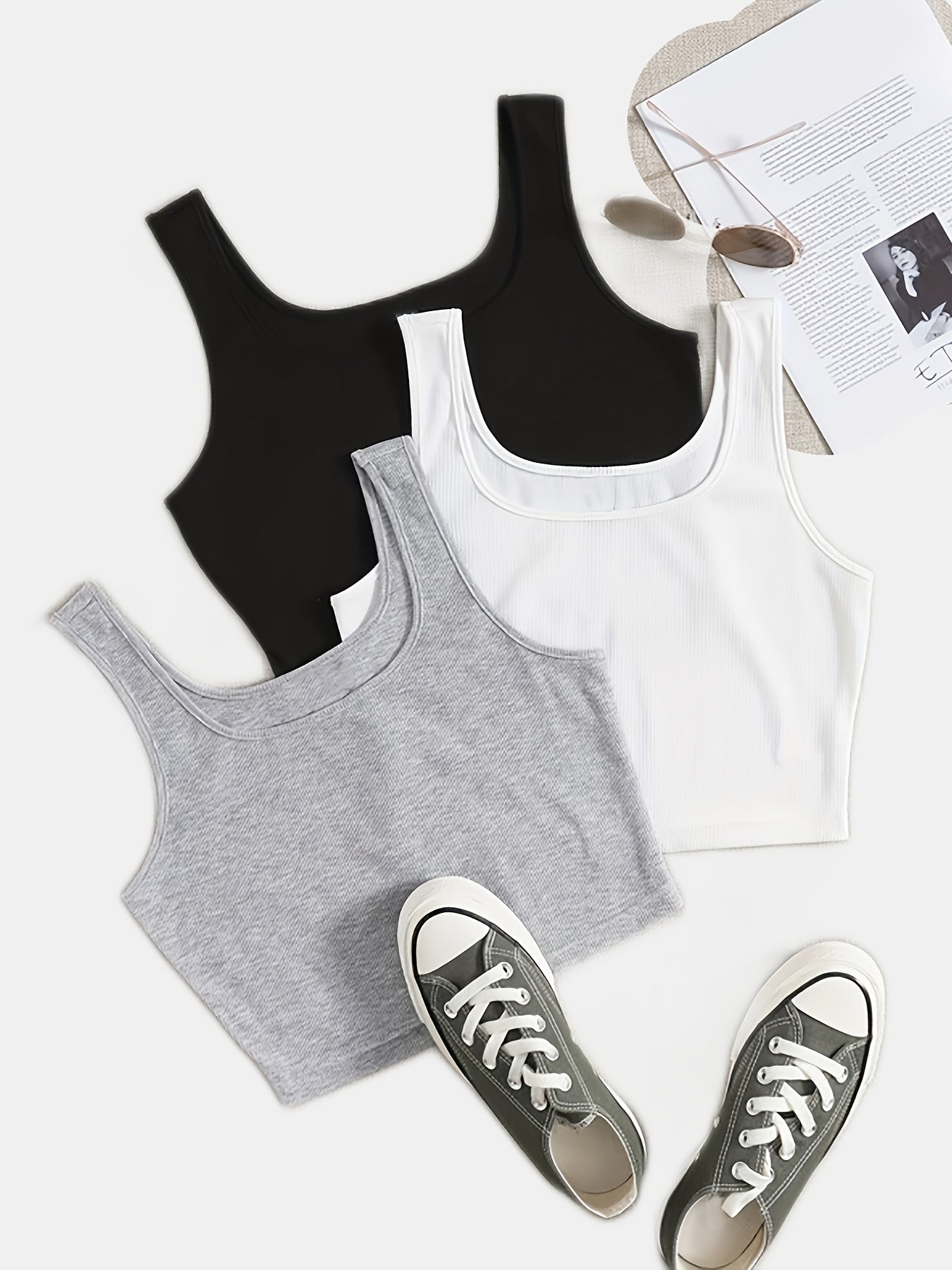 3-Pack Y2K Crop Tank Tops Sleeveless Summer Women's Tops
