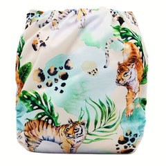 Adjustable Baby Cloth Diaper Tiger Print One Size Fits All