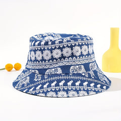Elephant Print Bucket Hat Reversible Sun Hat