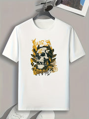 Skull Pattern Print Men's Sports T-Shirt, Outdoor Fitness Clothes