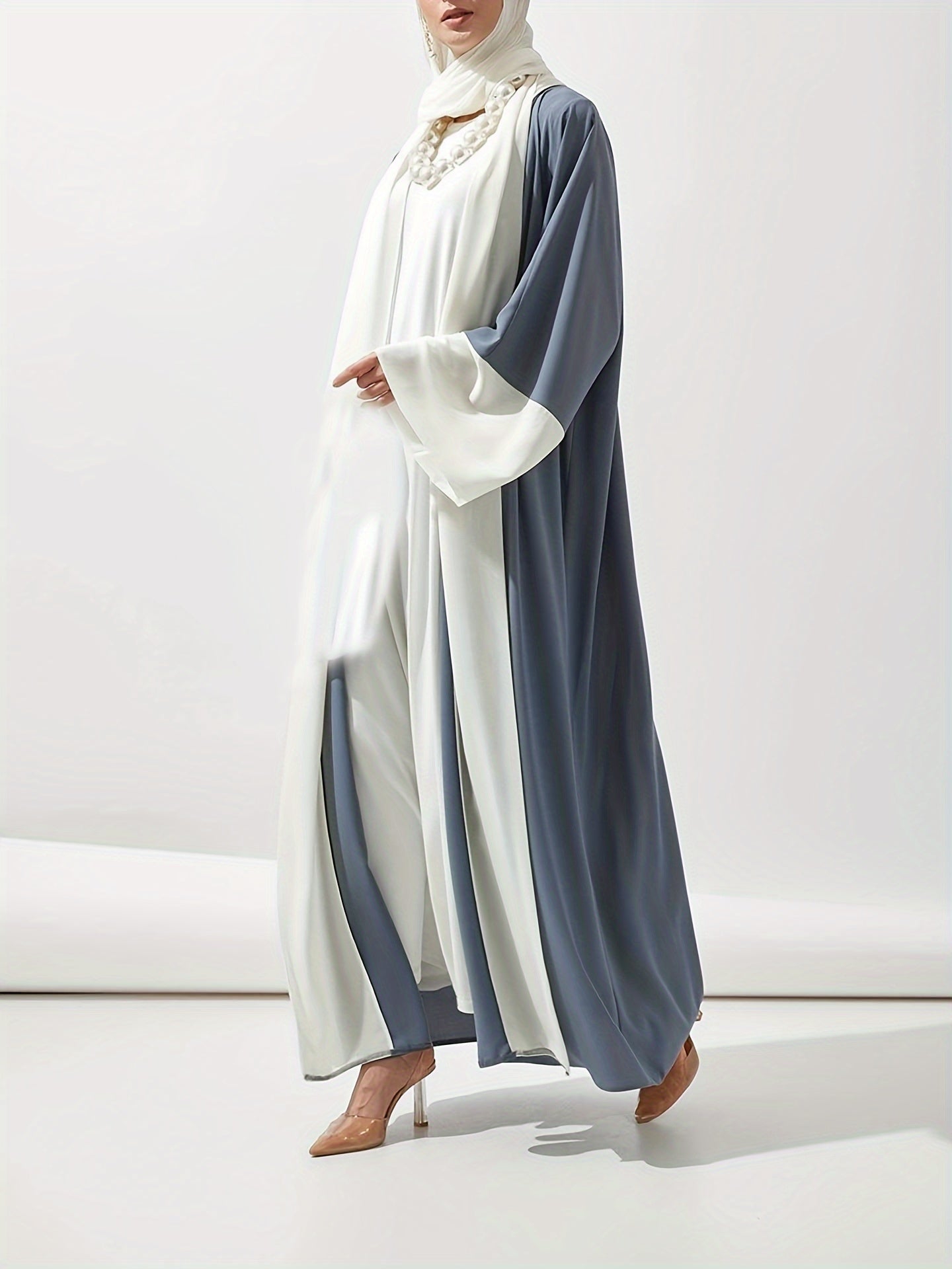 Modest Abaya Dress Women's Plus Colorblock Long Sleeve
