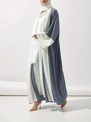 Modest Abaya Dress Women's Plus Colorblock Long Sleeve