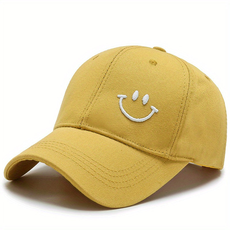 Smiling Embroidery Baseball Cap Solid Casual Dad Hats Unisex Couple Sun Hat