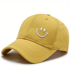 Smiling Embroidery Baseball Cap Solid Casual Dad Hats Unisex Couple Sun Hat