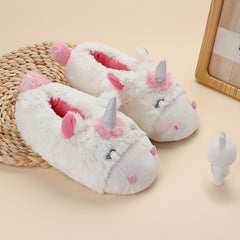 Unicorn Furry House Shoes Girls Non Slip Warm Soft Bottom Walking Shoes