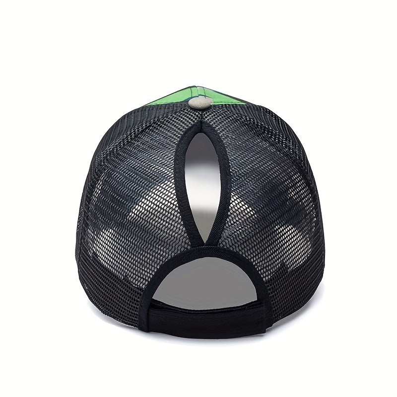 Mesh Ponytail Baseball Cap Adjustable Trucker Hat