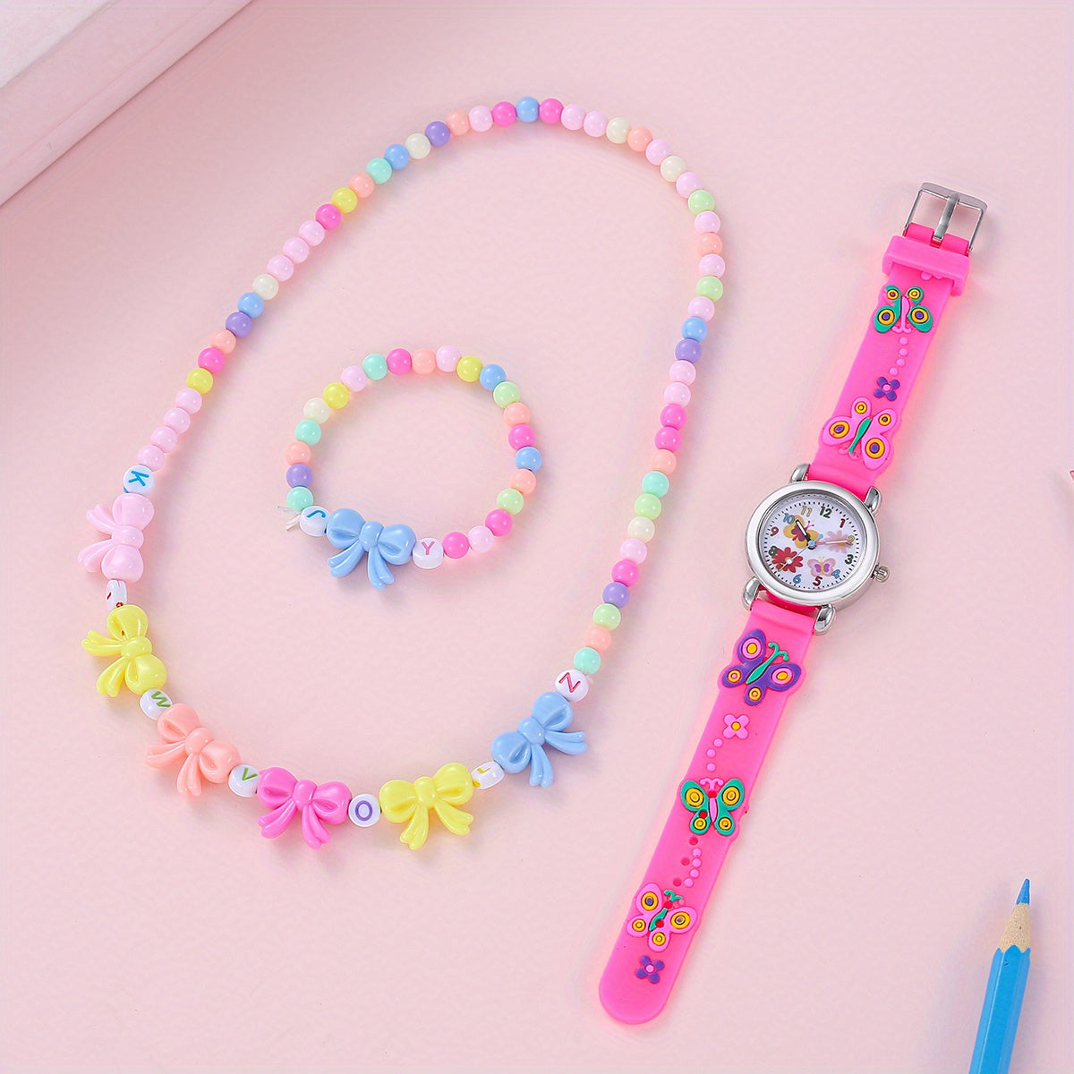 Kids Butterfly Watch, Bracelet & Necklace Set