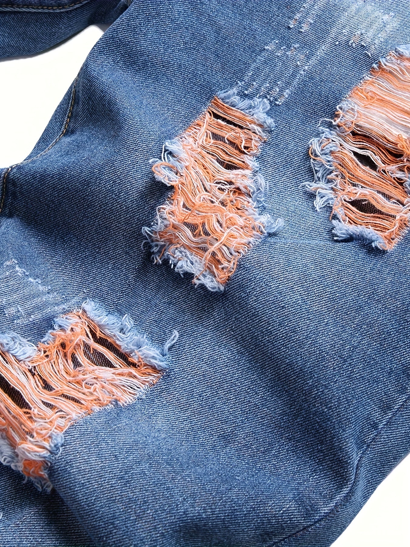 Slim Fit Ripped Jeans Men Distressed Denim Pants