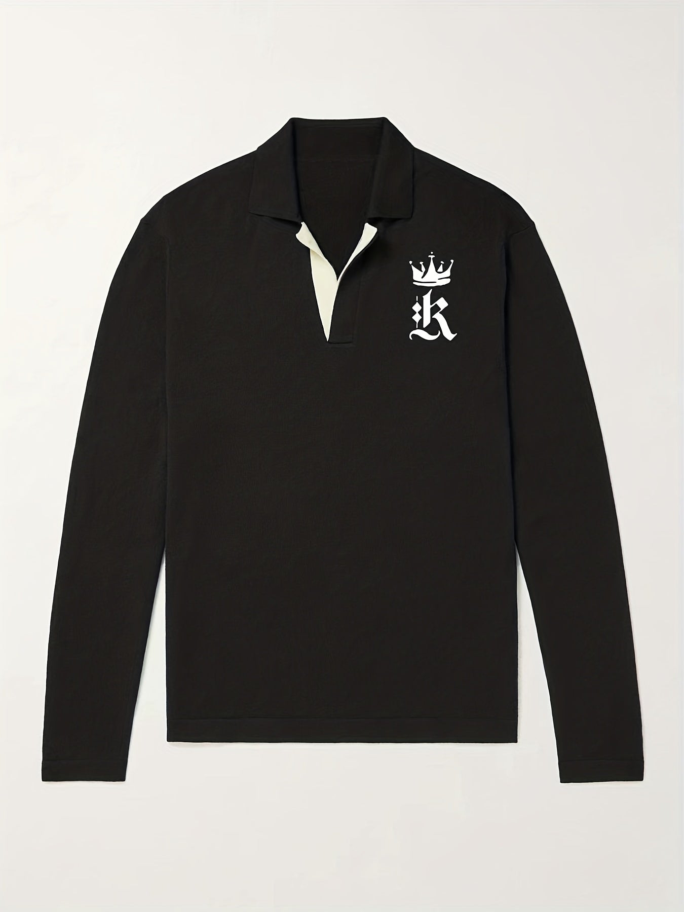 Men's Crown Pattern Knit Polo Shirt