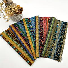 5pcs Cotton Craft Fabric Bundle Squares Ethnic Style Pattern Patchwork Set