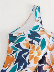 Floral Tankini Set Round Neck Swimsuit 2 Piece