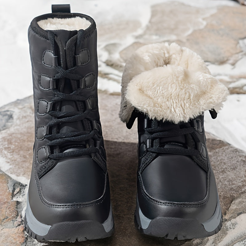 Women's Plush Inner Thermal Hiking Boots Waterproof Comfort Outdoor Mid