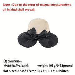 Bowknot Ponytail Sun Hat Wide Brim Breathable Bucket Hat Adjustable