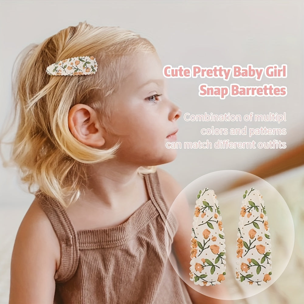 20 Pcs Floral Print Toddler Hair Clips Non Slip Snap Clips Polka