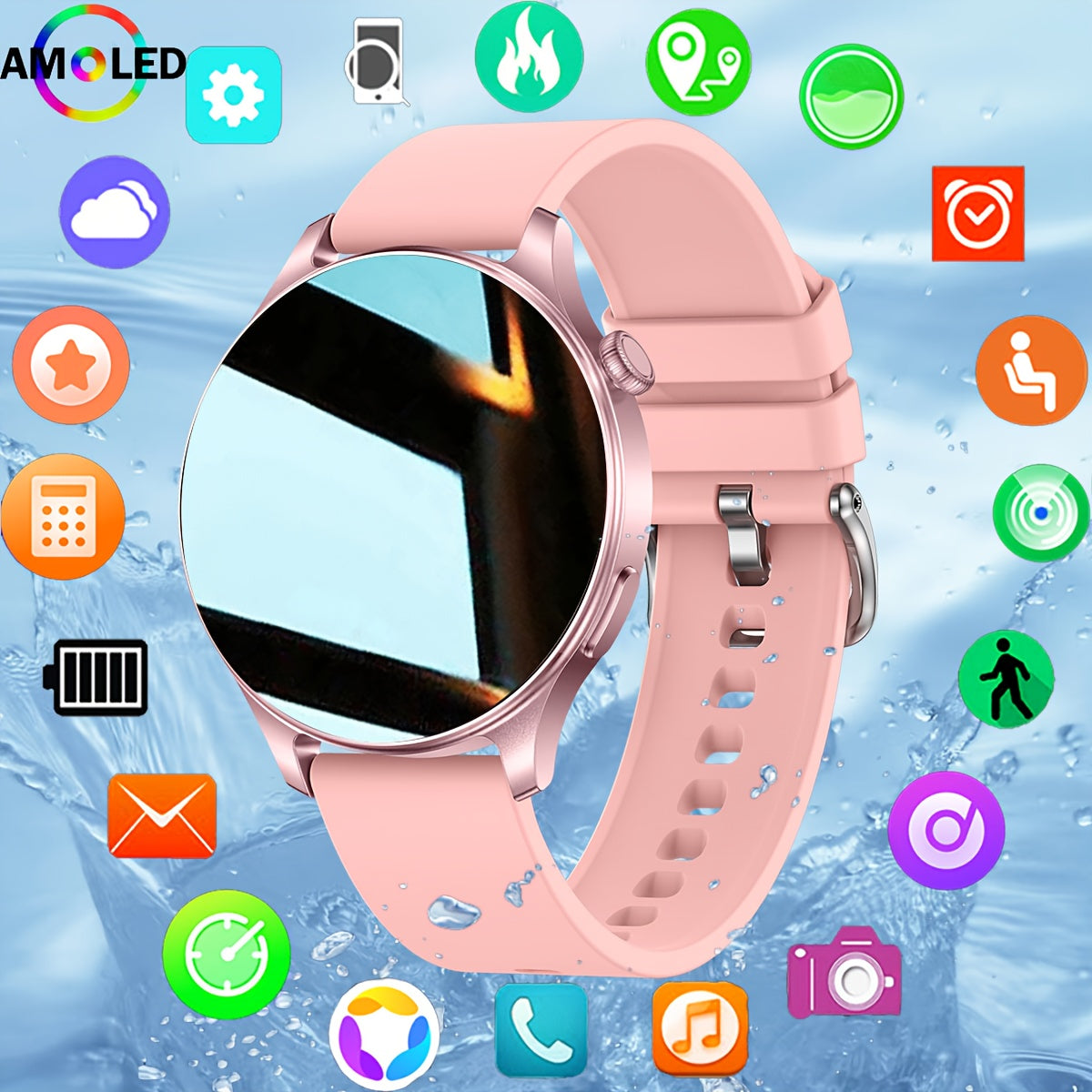 Smart Sports Watch 1.53" HD Screen Calls Messages 100 Exercise Modes