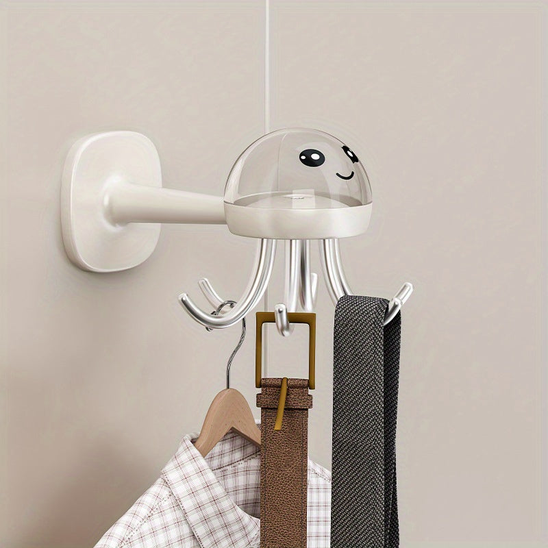 Kitchen Rotating Hook Utensil Storage Rack Wall Mounted Shelf