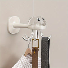 Kitchen Rotating Hook Utensil Storage Rack Wall Mounted Shelf