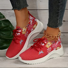 Flower & Butterfly Platform Sneakers Lace Up Outdoor Shoes
