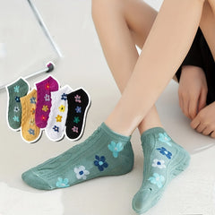 5 Pairs Floral Print Short Socks for Women