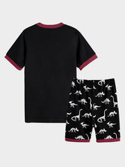 Boys Luminous Dino Skull Basketball Pajamas Set
