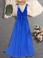Plus Floral & Scarf Print Criss Cross V Neck Nipped Waist Cami Dress