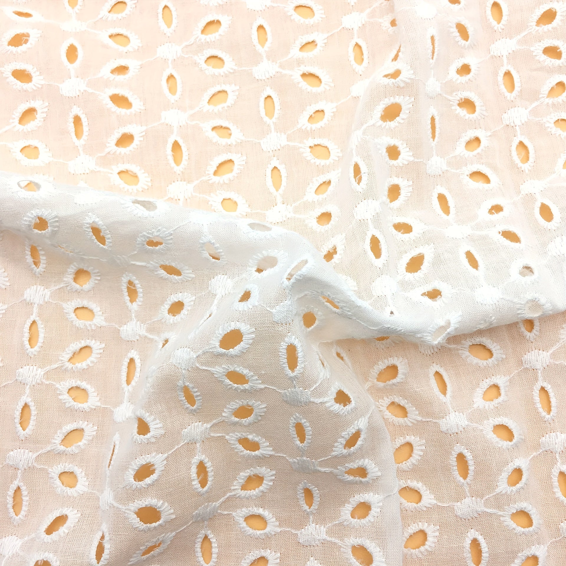 1m Cotton Bottom Cloth Embroidery Fabric Hollow Lace Punch Dress Embroidery