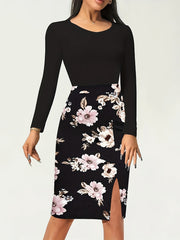 Floral Print High Waist Slit Skirt for Women
