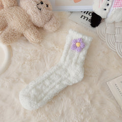 4 Pairs Flower Decor Socks Women's Stockings