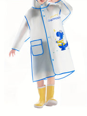 Kids Cartoon Dinosaur Rain Poncho Waterproof Hooded Reusable Outdoor Gear