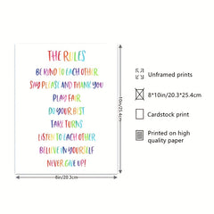Rainbow Classroom Rules Poster - Playroom Decor