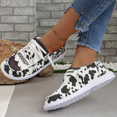 Women's Dairy Cow Print Low Top Sneakers Lightweight Casual Walking Shoes