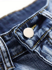 Men's Distressed Denim Shorts Slim Fit Street Style Summer Wear
