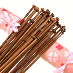 36pcs Bamboo Knitting Needles Set With Case Single Pointed Knitting Needles