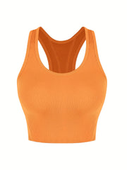 Crop Tops Racerback Yoga Vest Women Gym Seamless Ribbed Sleeveless Tank Tops