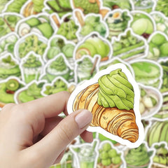55pcs Green Tea Anime Stickers for Laptops Water Bottles Gift Bags