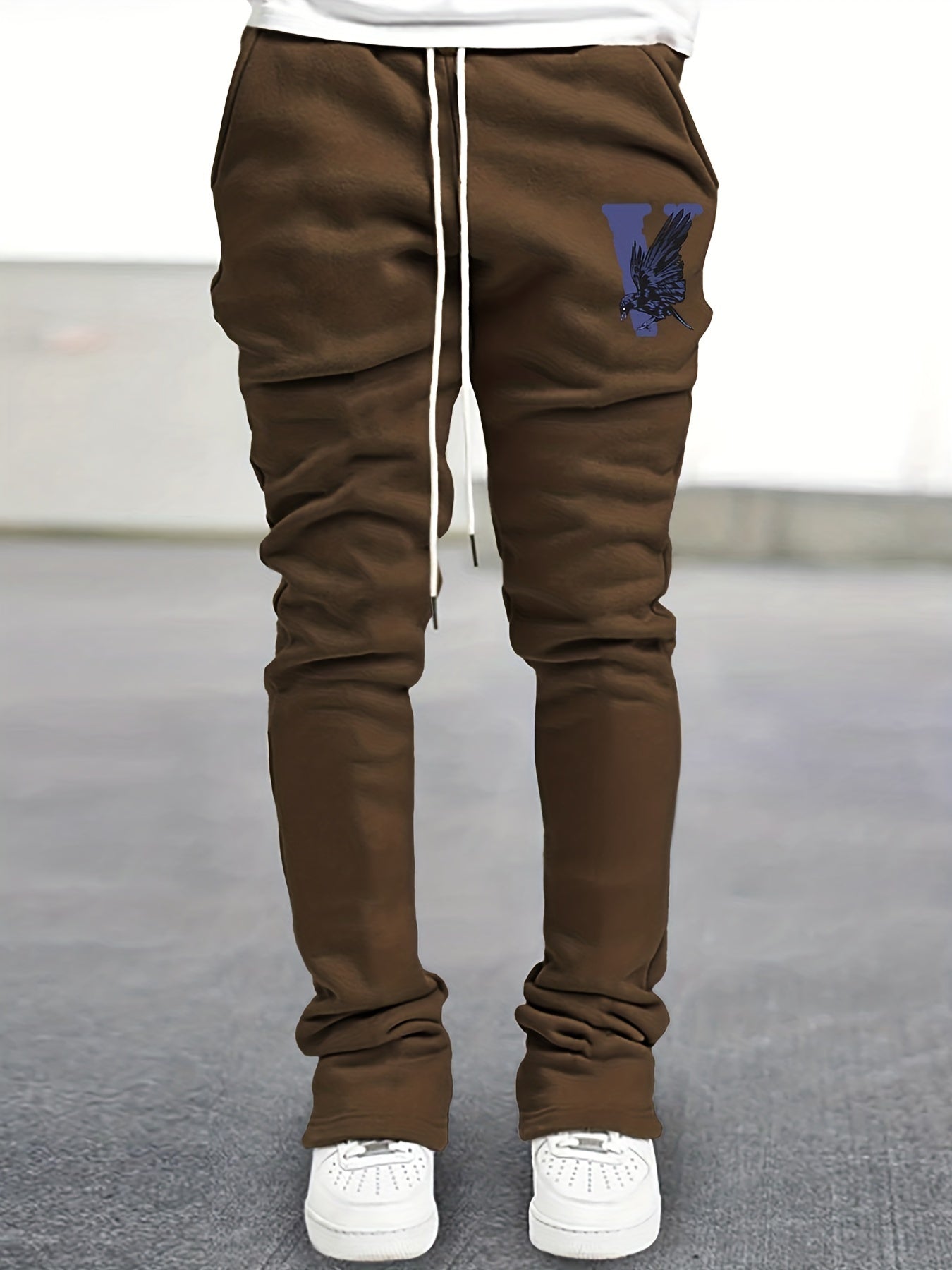 Eagle Pattern Stretch Hip Hop Joggers Men's Casual Flared Trousers