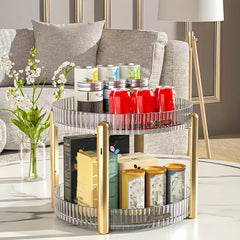 2-tier Cup Storage Rack for Living Room - Rotatable Household Desktop Organizer