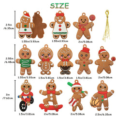 12pcs Christmas Gingerbread Man Ornaments Assorted Plastic Figurines